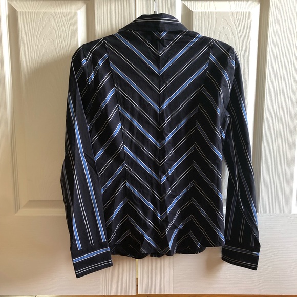 Tommy Hilfiger S/P blue stripes button up shirt chevron striped with collar - Picture 3 of 5